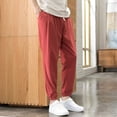 thumbnail image 2 of 2023 Summer Men's Trousers Cotton Linen Fashion Casual Pants Solid Color Breathable Loose Shorts Straight Pants Streetwear M-5XL, 2 of 6