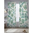 thumbnail image 2 of Abstract Paisley Pattern Sheer Curtains for Living Room Bedroom, Light-filtering Sheer Curtain, Vintage Green Ethnic Floral Rod Pocket Voile Window Treatment Drapes, 52’’Wx108’’L, 2 Panels Set, 2 of 7