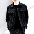 thumbnail image 5 of Chaqueta vaquera para hombre, abrigo vaquero negro de otoño, estilo coreano, moda de marca coreana, prendas de vestir de moda, talla grande, informal, Y2k, 5 of 5