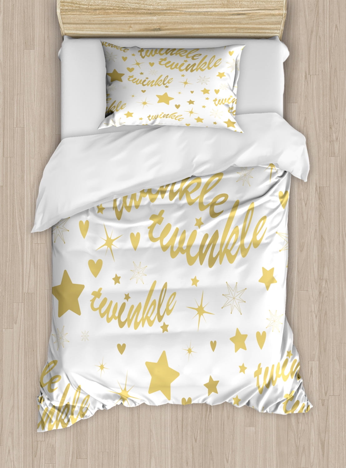 Nursery Duvet Cover Set Twin Size, Lullaby Baby Shower Inspired Design