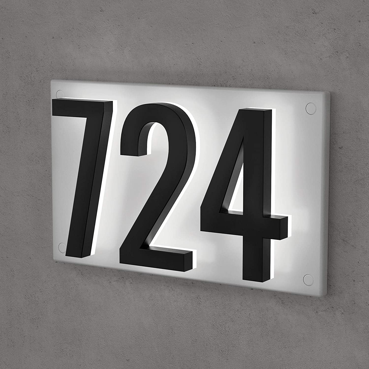 5-Inch Mounting Plate for Lighted Address Numbers by LN LUMANUMBERS, Durable Stainless Steel, (for 3 Numbers, Off-White)