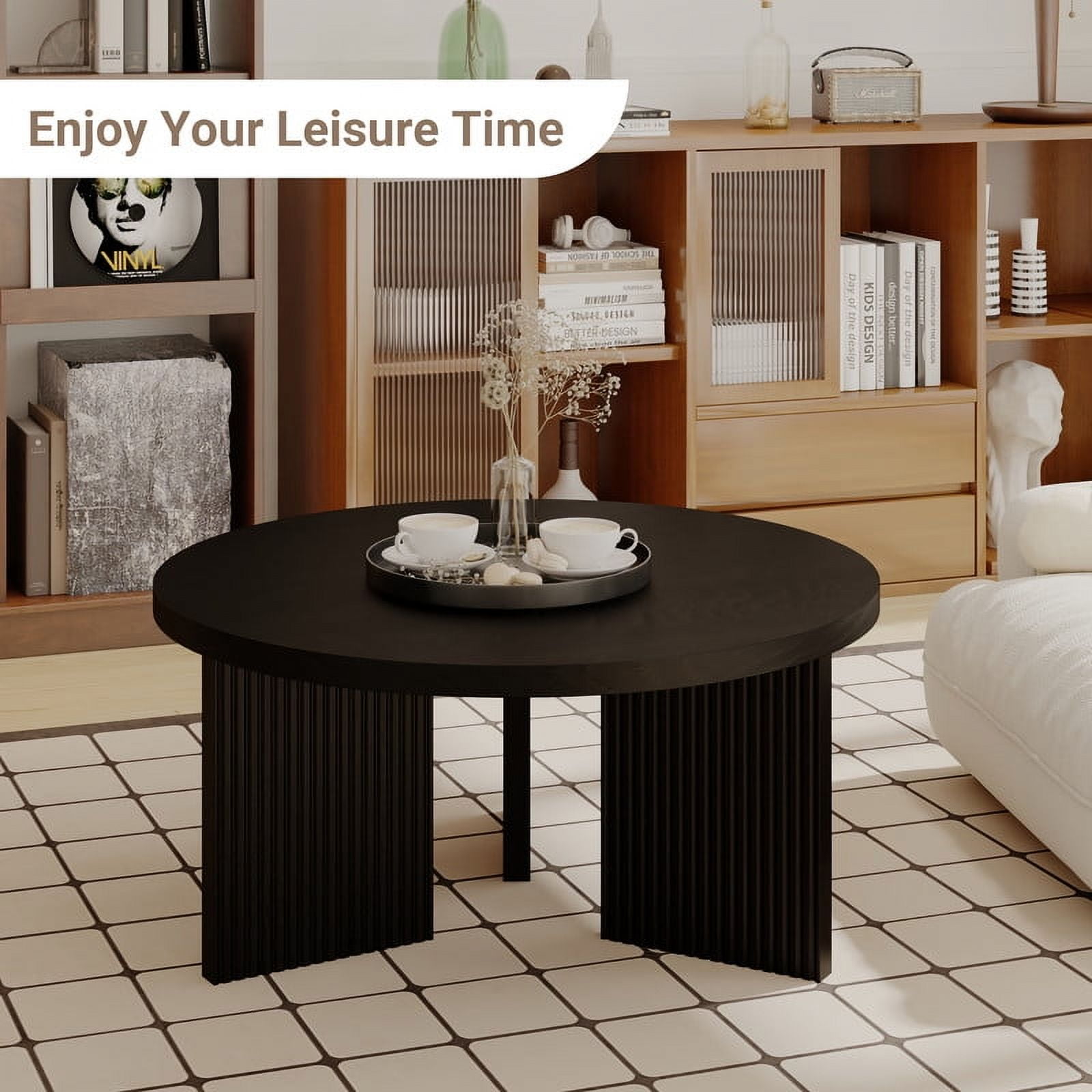 Noodeniya 35" Round Coffee Tables, Small Tables for Living Room, Black