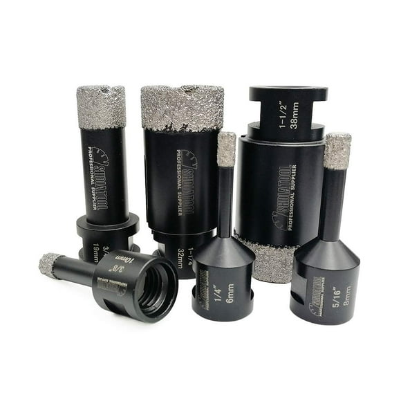 SHDIATOOL 6PCS Diamond Core Drill Bits Set for Porcelain Tile Granite Marble Stone Brick Vacuum Brazed Hole Saws 06 08 10 19 32 38mm