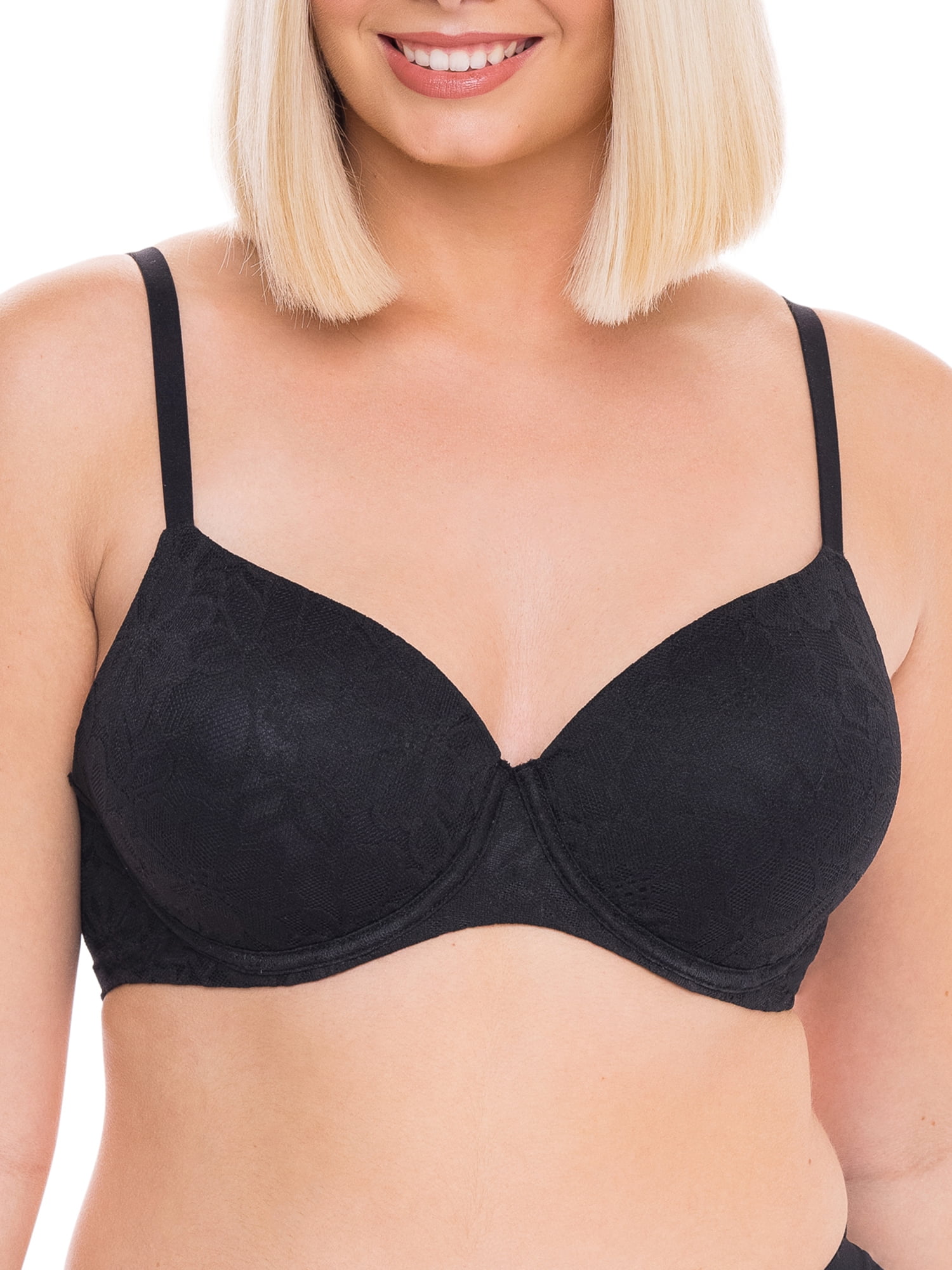 No Boundaries Junior's All Over Floral Lace Push Up Bra with Convertible Straps, Sizes to 40DD