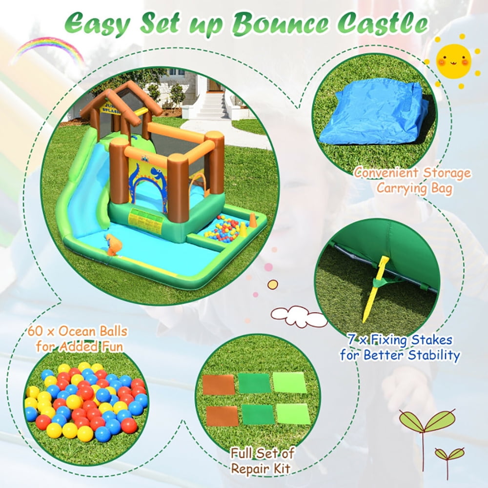 Aimee Lii Inflatable Waterslide Bounce House Climbing Wall without Blower, Playhouse for Kids Outdoor