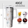 thumbnail image 2 of 40oz Elephant Stainless Steel Tumbler with Handle and Straw, Insulated Cup Travel Coffee Mug Water Bottle with Lid and Straw, Animal Lovers Women Gifts, 2 of 5