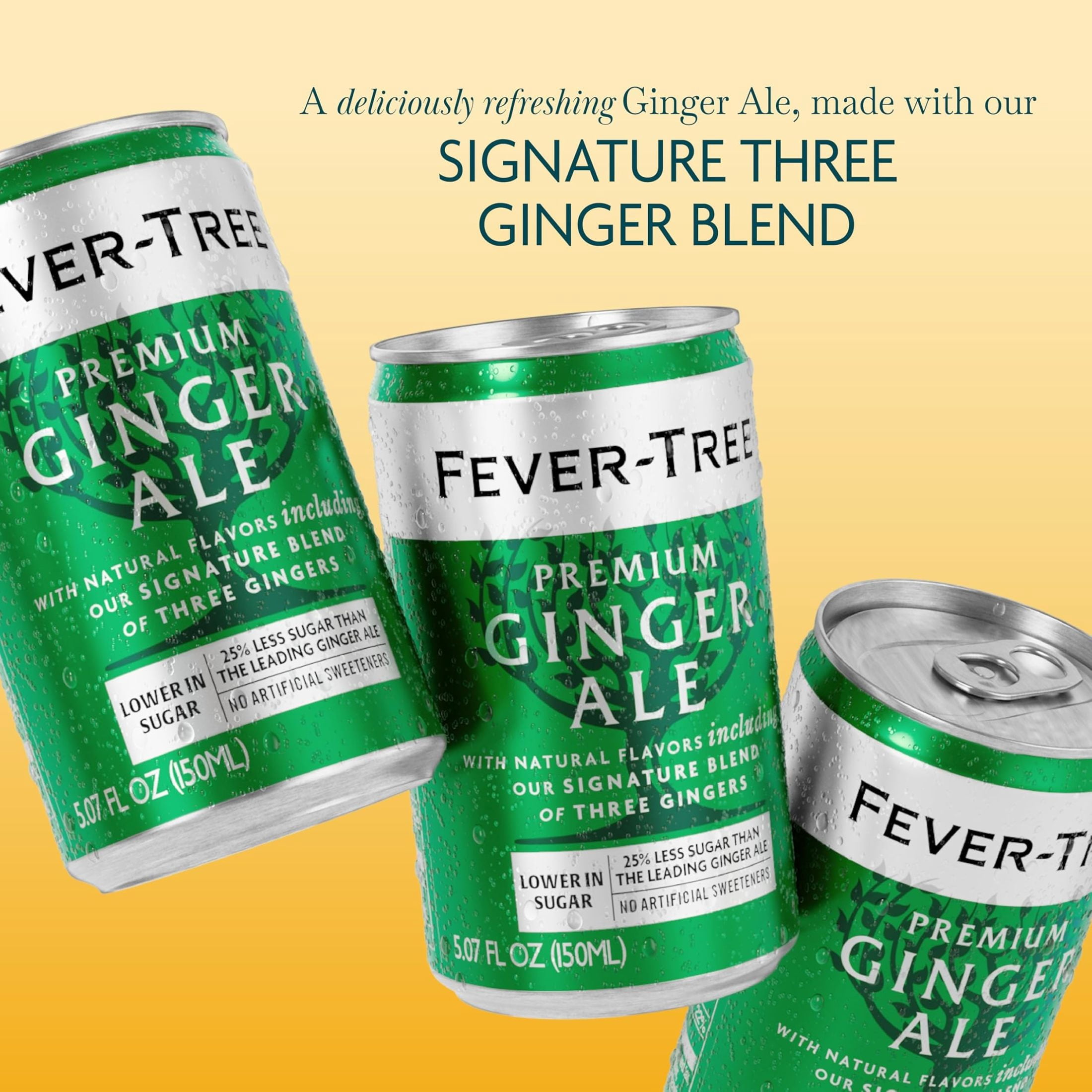 Fever-Tree Premium Ginger Ale , 8 pack, 150 ML Aluminum Cans, 0% ABV