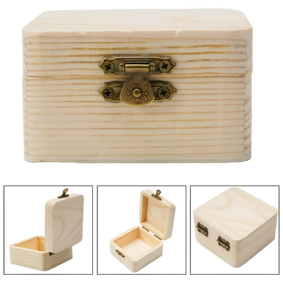 LAMIRO Unfinished Mini Wood Craft Box with Hinged Lid,3" - Perfect for Arts,Crafts,and Personalized Gifts