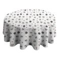 thumbnail image 4 of White Skull Heart Flower Pattern Round Tablecloth 60"x60",Wrinkle Wipeable Table Cloth for Kitchen Dining Room Picnic Patio Party, 4 of 6