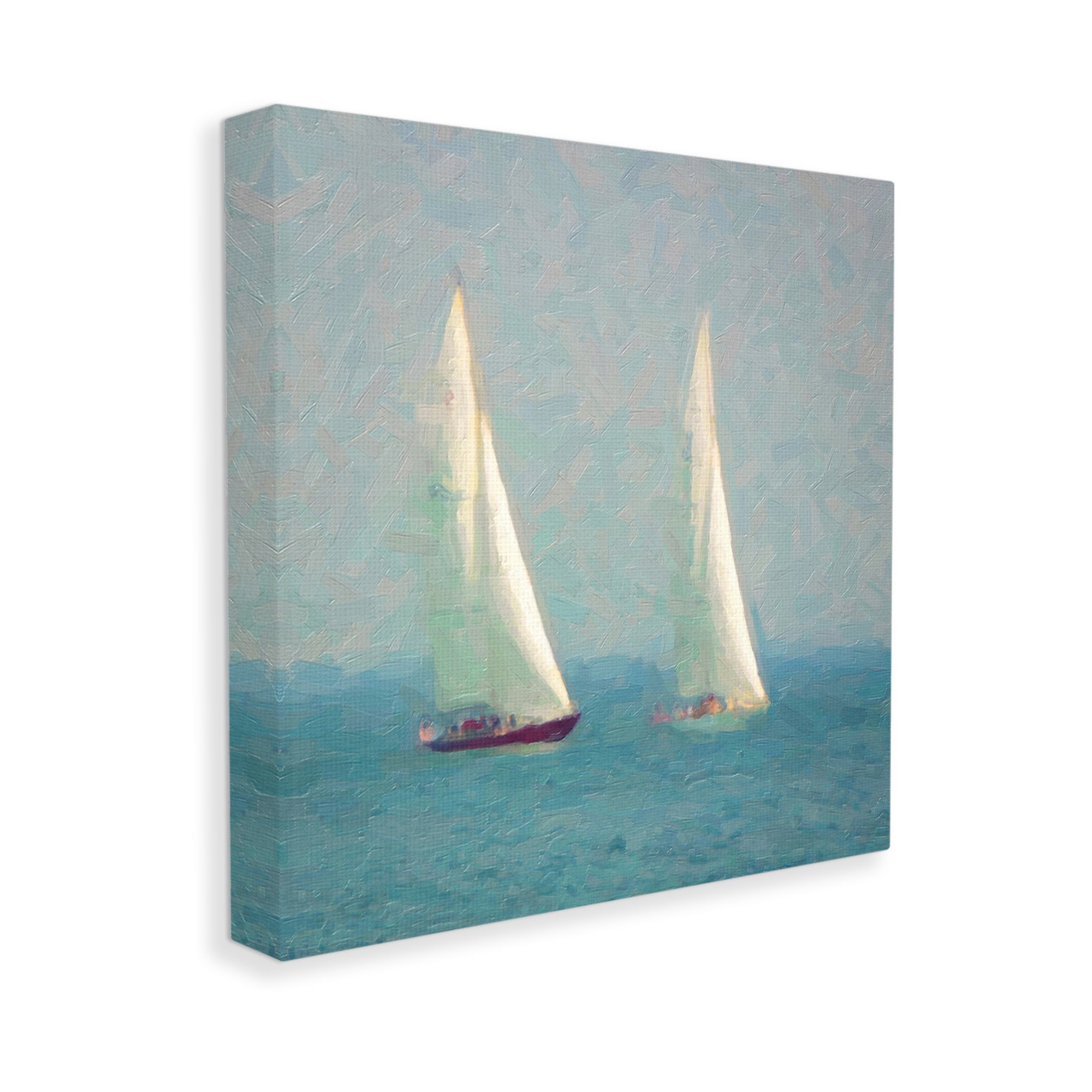Stupell Industries People on Sailing Boats Transportation Painting Gallery Wrapped Canvas Art Print Wall Art, 30 x 30