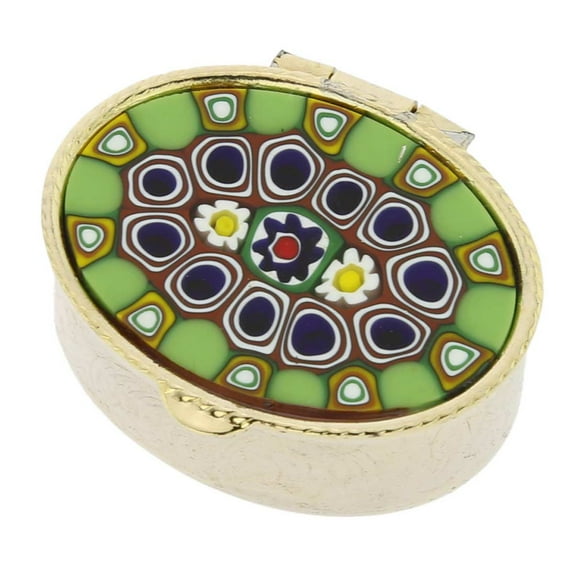 GlassOfVenice Murano Glass Small Millefiori Pill Box - Oval