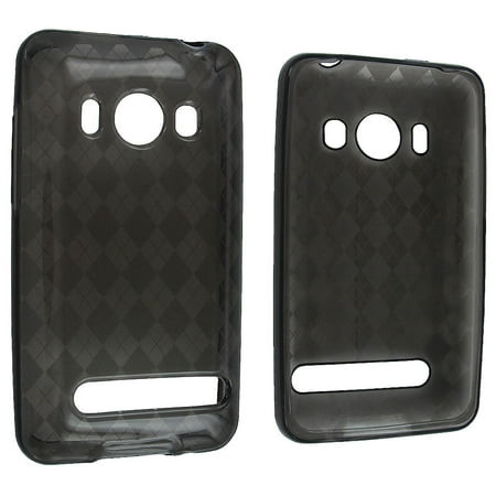Smoke Checker - Smoke TPU Gummy Case Cover with Checker Design for HTC Evo 4G A9292
