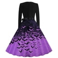 thumbnail image 6 of BRGZLK Halloween Costume Womens Midi Dress 2026 Trendy Crew Neck Long Sleeve Soft Comfy Breathable Cocktail Dresses Vintage Medieval Party Dress with Belt Purple L, 6 of 6