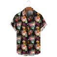 thumbnail image 3 of Camisas de hombre con estampado de calaveras y flores unisex, divertidas camisas hawaianas de manga corta con estampado de calaveras en 3D, camisas con solapa estampadas para hombre, 3 of 5