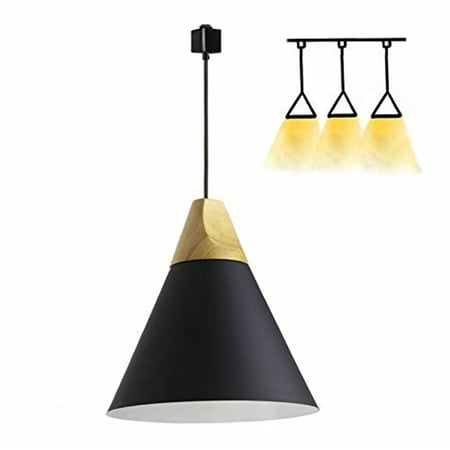 

FSLiving H-Style Track Mount Pendant Fixture Scandinavian Style Pendant Lights for Kitchen Hanging Lamp Modern Wood and Aluminium Light Customizable Black - 1 Light
