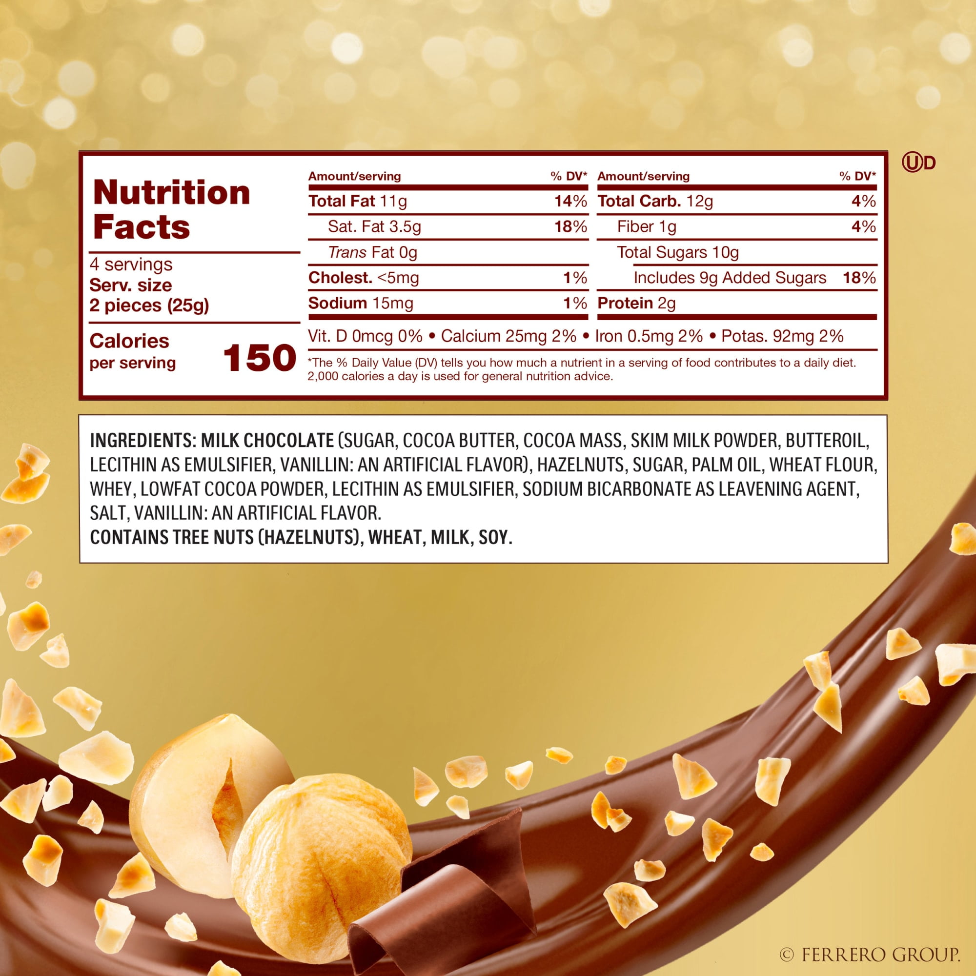 Ferrero Rocher Fine Hazelnut Chocolates, Valentines Day Heart Gift Box, 8 Piece Premium Chocolate for Gifting, 3.5 oz
