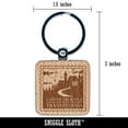 thumbnail image 2 of Castle Dracula Transylvania Destination Stamp Square Keychain Charm Tag - Engraved Wood, 2 of 6