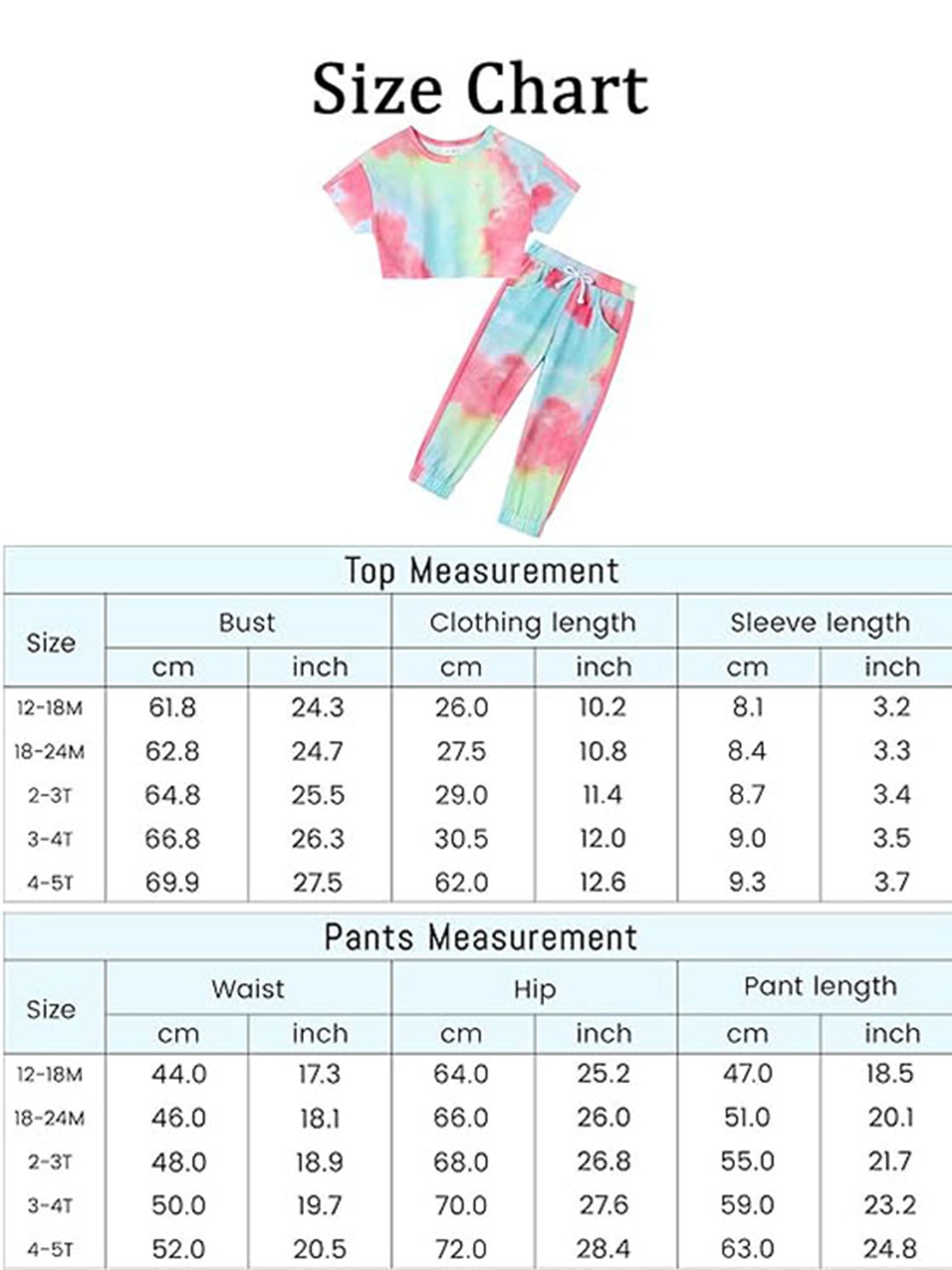 CARETOO Toddler Girl Clothes Baby Outfits Tie Dye Short Sleeve Shirt Long Pants 2PCS Clothing Set