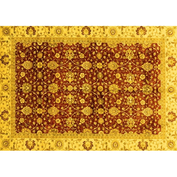 Ahgly Company Indoor Rectangle Abstract Yellow Modern Area Rugs, 3' x 5'