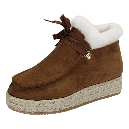 

Jungdeepe Women s Fall/winter Vintage Plush Wedge Ankle Boots
