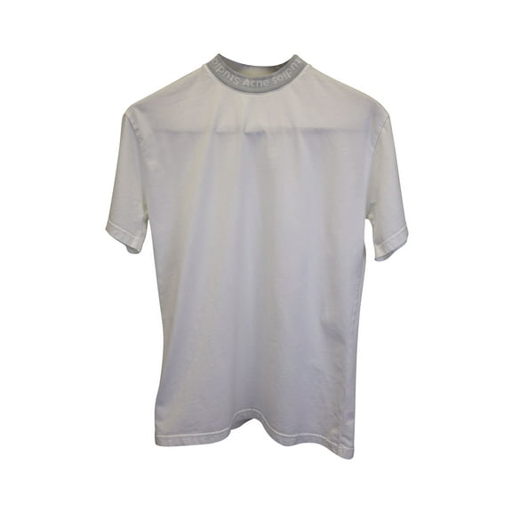 Pre-Owned Acne Studios Logo Neck Tshirt in White Cotton