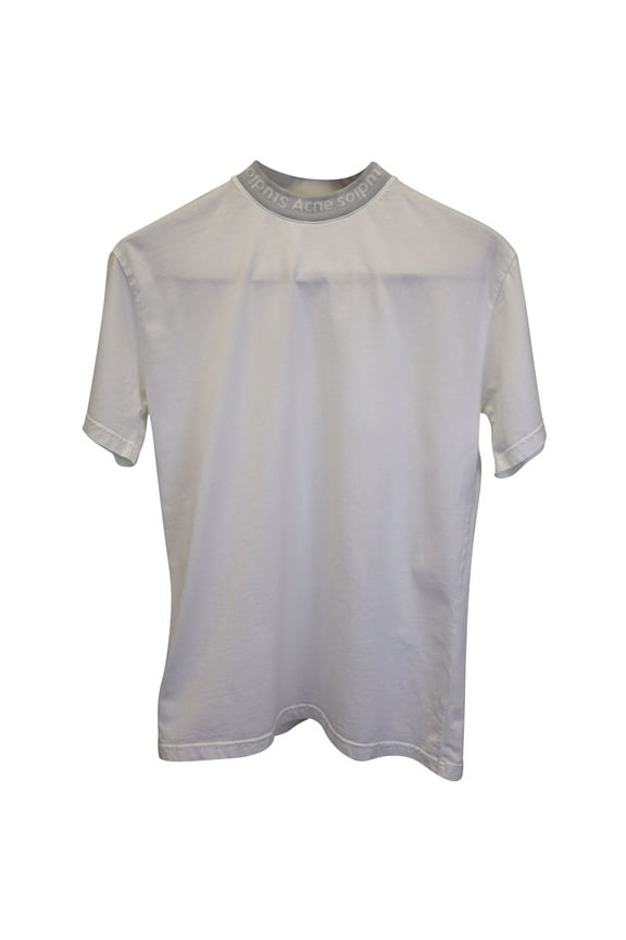 Pre-Owned Acne Studios Logo Neck Tshirt in White Cotton