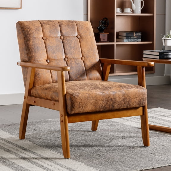 MOONMISS Mid-Century Modern Accent chair,Leisure Chair with Solid Wood Armrest and Feet