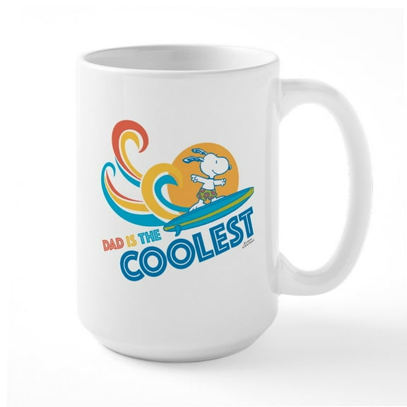 CafePress - Peanuts: Coolest Dad Large Mug - 15 oz Ceramic Large White Novelty Mug