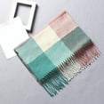 thumbnail image 4 of TEAJOPSUU Winter Scarf for Women Men Soft Faux Wool Tassel Scarf Winter Scarf Fashion Scarfs Colorful Plaid Long Shawl Large Scarves Christmas Gifts C-Green, 4 of 4