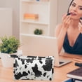 thumbnail image 3 of Unique Bargains 1 Pcs Makeup Bag Cosmetic Travel Bag Large Makeup Bag Organizer Bag for Women Faux Leather Black White, 3 of 6