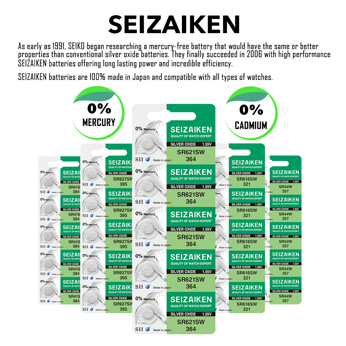 サリーさん専用ページ Seizaiken 371 SR920SW 1.55V 0%Hg Silver Oxide Watch Battery