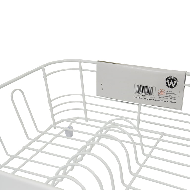 White D-shape Sink Protector Rack Dish Drying Better Houseware D-Shape ...