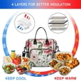 thumbnail image 4 of OBREWU Pioneer Flower Women's Insulated Leakproof Large Lunch Bag, Oxford Cloth, 4 of 7