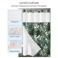 thumbnail image 2 of No Hook Cloth Fabric Shower Curtain with Snap in Liner, Green Palm Leaves Waterproof Shower Curtains Set with See Through Top Window, Summer Tropical Leaf Vintage Bath Curtains Shower 54"x78", 2 of 6