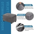 thumbnail image 3 of Dowbom Velvet Ottoman Cover 1-Piece Rectangle Ottoman Slipcovers Footstool Protector Covers, 3 of 7