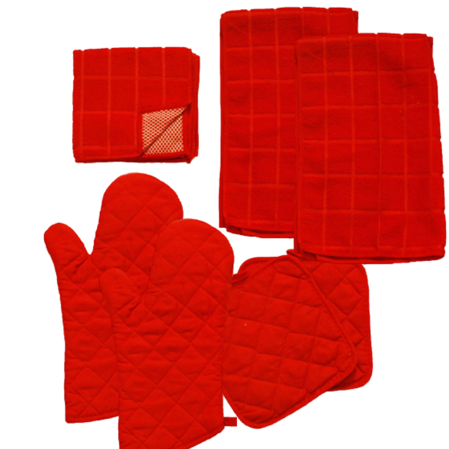 Kitchen Towels Set 2 Dish Towels, 2 Dish Cloth Scrubbers, 2 Potholders