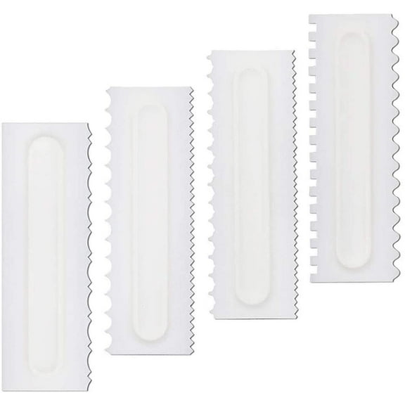 Cake Scraper Set of 4 Pack Decorating Comb Icing Smoother Plastic Sawtooth Polisher Decorating Mousse Butter Cream Cake Edge Tools