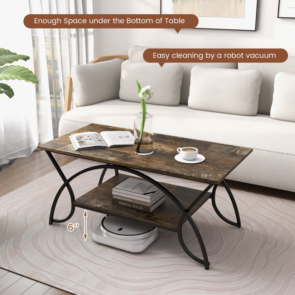 Finihen Coffee Table, Rectangular Coffee Table, 2-Tier Faux Marble Coffee Table with Marble Top and Metal Frame, for Living Room, Reception Room, Dark Brown Finihen Coffee Table, Rectangular Coffee Table, 2-Tier Faux Marble Coffee Table with Marble Top and Metal Frame, for Living Room, Reception Room, Dark Brown