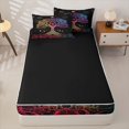 thumbnail image 4 of Homewish Colorful Tree Of Life Zipper Full Size Comforter Sets with Fitted Sheet and 2 Pillowcases,Moon Phase Stars Zipper Bedding Set,Black Reversible,4-Piece, 4 of 7