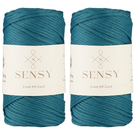 2 Skeins of Sensy Premium 3mm 131 Yards Polyester Rope 100% Polypropylene Cord Macrame Cord 3mm Crochet Bag Cord Macrame Rope Crochet Thread Gift for Knitter (Peacock)