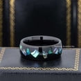 thumbnail image 3 of 8mm Mens Black Tungsten Wedding Band, Opal & Abalone Inlay, Dome Engagement Ring - TN979WAs9, 3 of 4
