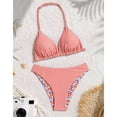 thumbnail image 5 of CCRFTGI Girls Swimsuit 2 Piece V Neck Bikini Set Cute Floral Gingham Halter Triangle Wireless Bikini Bathing Suit Summer Swimwear with Adjustable Strap Orange 5-6 Years, 5 of 7