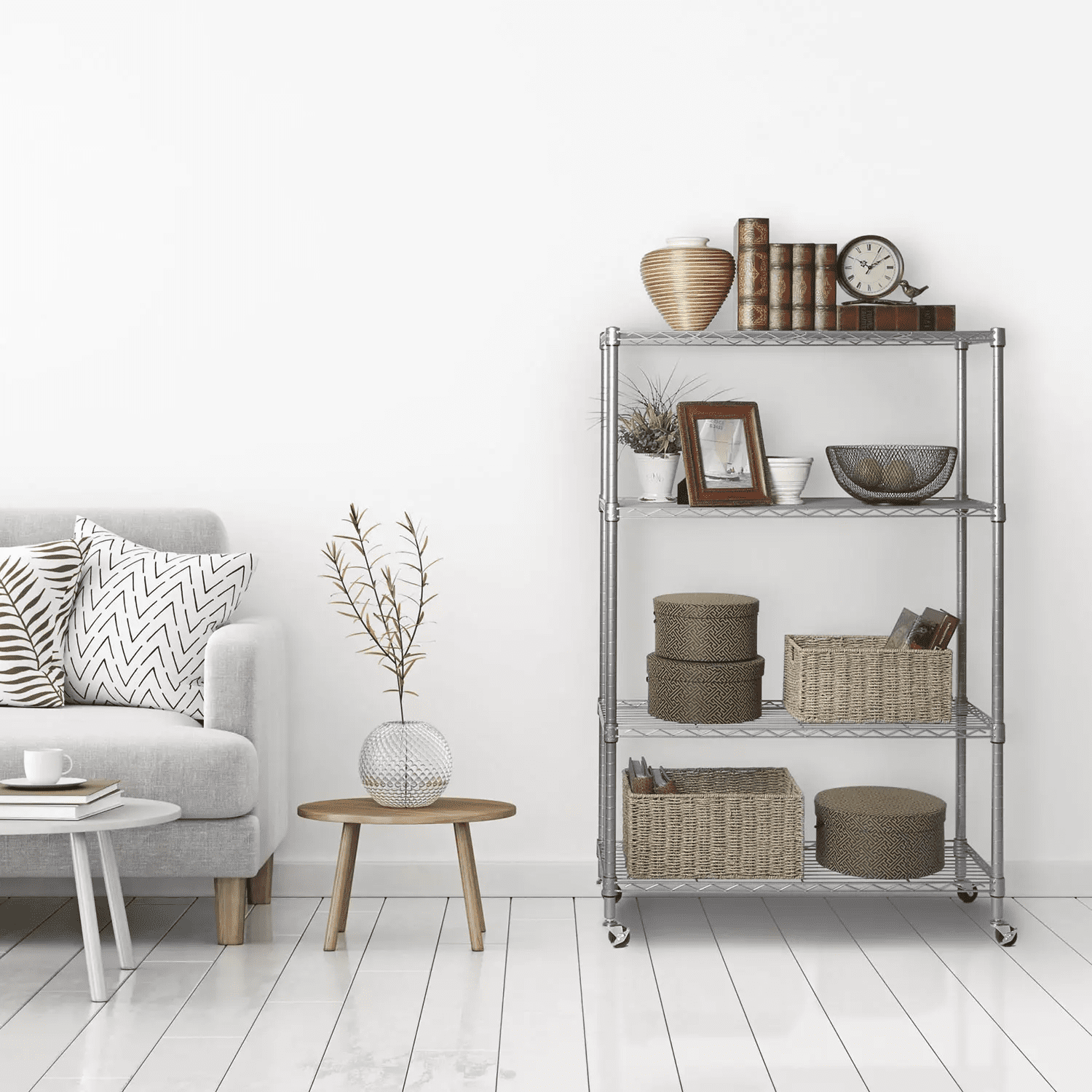 Seville Classics 4Tier Steel Wire Shelving, Silver