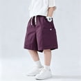 thumbnail image 2 of Boys Button Side‑Cargo Pocket Waist Shorts, Lightweight Loose Wide‑Leg Knee‑Length Casual Shorts for Big Kids, 2 of 6