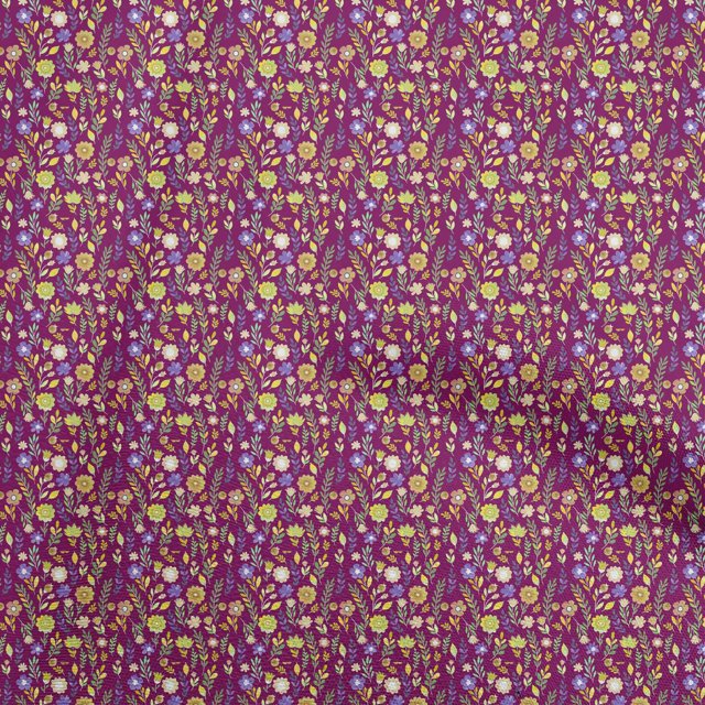 oneOone Tissu Popeline de Coton Sergé Jaune Matériel de Robe Florale Tissu Imprimé Tissu au Mètre 56 Pouces de Large