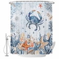 thumbnail image 2 of Oceans Marine Life Shower Curtains for Bathroom, Coastal Orange Blue Crabs Starfish Gradient Washable Fabric Shower Curtain with Hooks Waterproof Bathroom Decor Sets, 60 x 72 Inches, 2 of 9