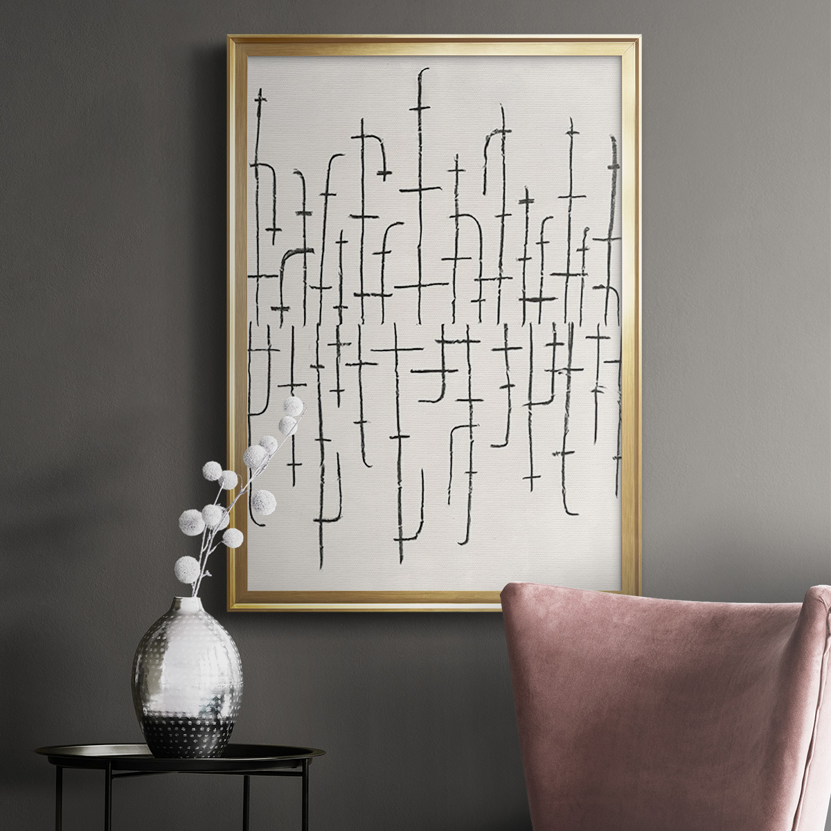 Vertical Arrangement II Premium Framed Print, in Gold, Black, or Silver - Ready to Hang