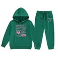thumbnail image 4 of Kids Sweatsuit Child Toddler Boys Girls Long Sleeve Solid Warm Hoodie Pullover Tops Pants Kids Outfits Sweat Suit Kids Sweatpants Dark Green 5 Years-6 Years, 4 of 4