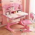 thumbnail image 3 of YNCE Widened Desktop Multi Separation Cartoon Pattern Kids Adjustable Height Study Table with Drawer and Chair, 3 of 10