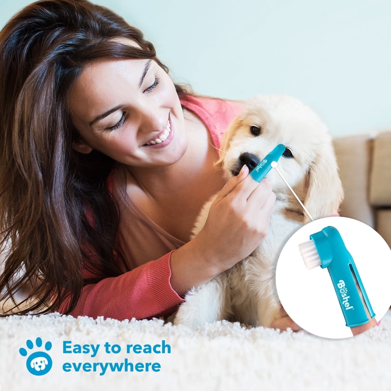 BOSHEL Dual-Headed Dog Toothbrush 3-Pack with Finger Brush photo 8